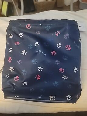 lug Navy Paw Print Cometic Bag with Pink, White & Blue Accents- 10 5 X 8.5 X 3.5
